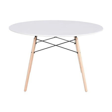 Mesa de Comedor Home ESPRIT Blanco Negro Natural Abedul Madera MDF 120