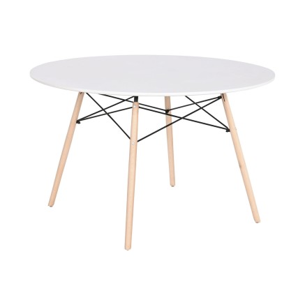 Dining Table Home ESPRIT White Black Natural Birch MDF Wood 120 x 120 2