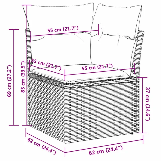 Salon de jardin 10 pcs avec coussins gris résine tressée