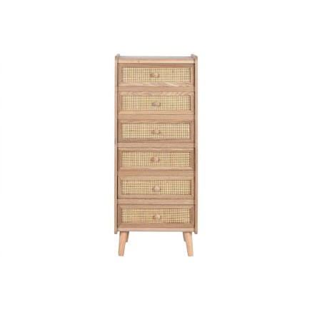 Cajonera Home ESPRIT Natural Ratán Madera de Paulonia 40 x 30 x 104 c 2
