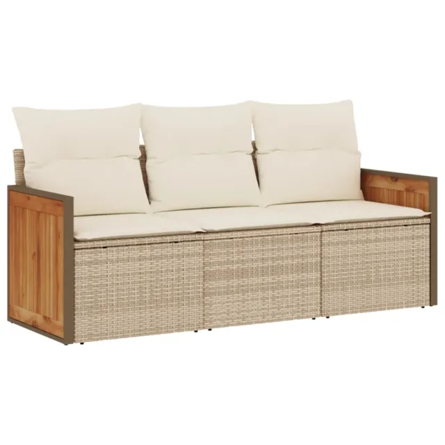 Salon de jardin avec coussins 3 pcs beige résine tressée