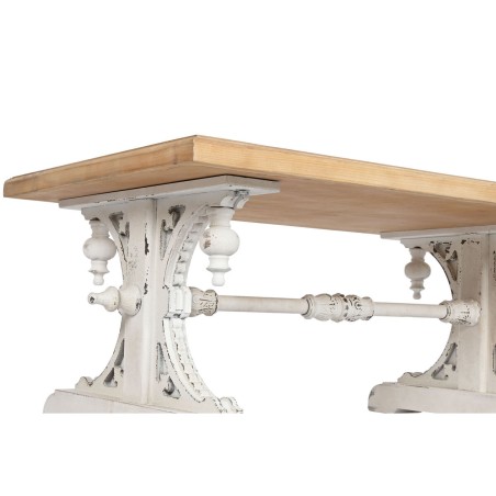 Hoofdtafel Home ESPRIT Wit Natuurlijk Sparrenhout Hout MDF 110 x 65 x