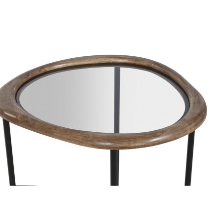 Mesa de Centro Home ESPRIT Marrón Negro Natural Cristal Madera de abe