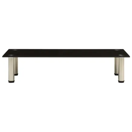 Meuble TV Noir 80x35x17 cm Verre trempé 2