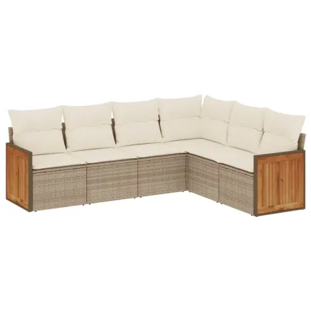Salon de jardin avec coussins 6 pcs beige résine tressée 2