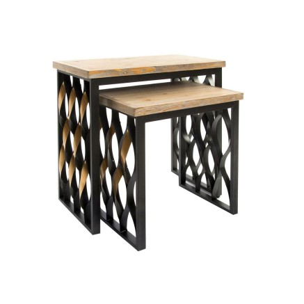 Set of 2 tables Home ESPRIT Wood Metal 64 x 34 x 65 cm 2
