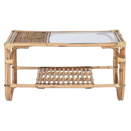 Mesa de Centro Home ESPRIT Natural Bambú Ratán 76 x 46 x 40 cm 2