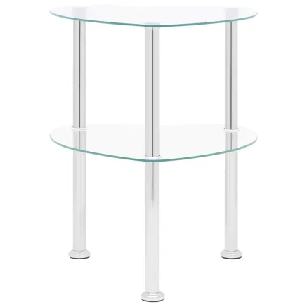 Table d'appoint 2 niveaux Transparent 38x38x50 cm Verre trempé 2