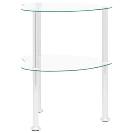 Table d'appoint 2 niveaux Transparent 38x38x50 cm Verre trempé