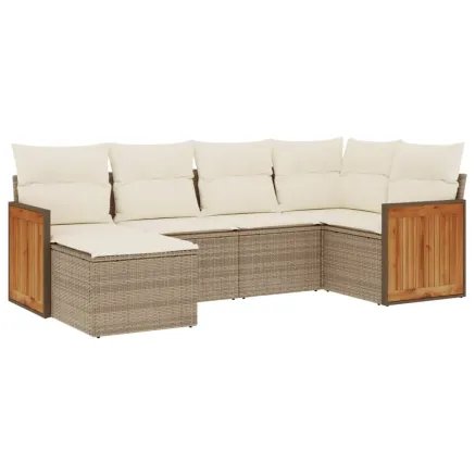 Salon de jardin avec coussins 6 pcs beige résine tressée 2