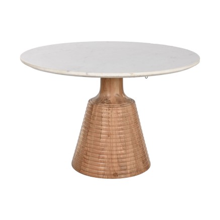 Esstisch Home ESPRIT Weiß natürlich Marmor Akazienholz 115 x 115 x 7