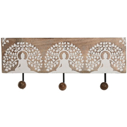Portemanteau Home ESPRIT Blanc Noir Naturel Métal Bois de manguier Bu