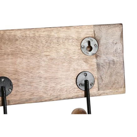 Perchero de Pared Home ESPRIT Blanco Negro Natural Metal Madera de man 2