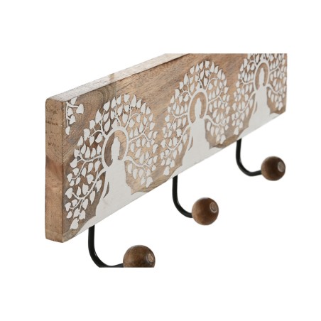 Perchero de Pared Home ESPRIT Blanco Negro Natural Metal Madera de man