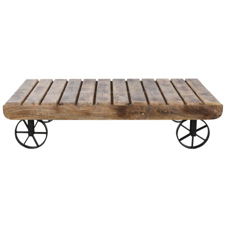Mesa de Centro Home ESPRIT Negro Natural Metal Madera de mango 130 x 8