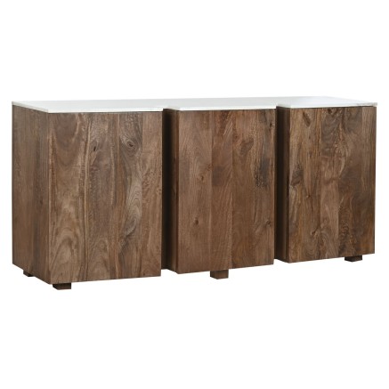 Buffet Home ESPRIT Blanc Marron Marbre Bois de manguier 162,5 x 47 x 7