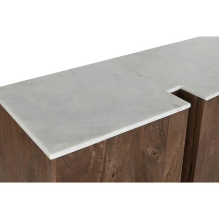 Buffet Home ESPRIT Blanc Marron Marbre Bois de manguier 162,5 x 47 x 7