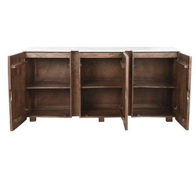 Buffet Home ESPRIT Blanc Marron Marbre Bois de manguier 162,5 x 47 x 7