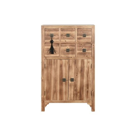 Cajonera Home ESPRIT Negro Natural Abeto Madera MDF Oriental 63 x 27 x 2