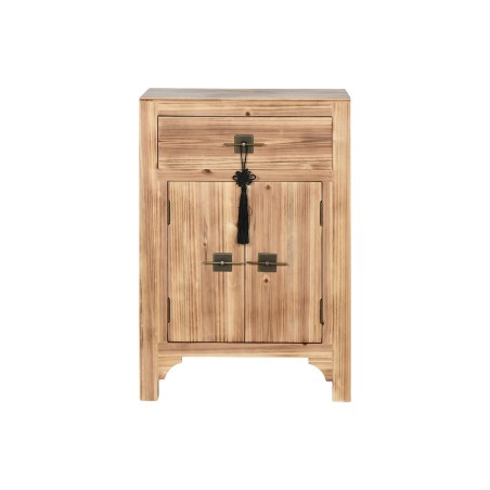 Table de Nuit Home ESPRIT Noir Naturel Bois d'épicéa Bois MDF 45 x 3