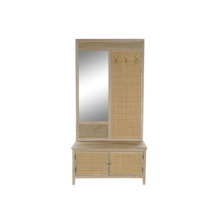 Perchero con espejo Home ESPRIT Natural Ratán Madera de Paulonia Espe 2