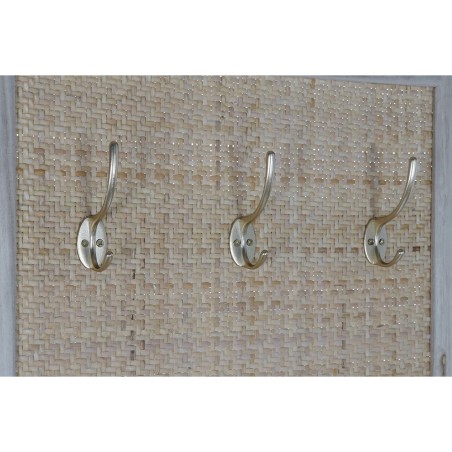 Coat rack with mirror Home ESPRIT Natural Rattan Paolownia wood Mirror