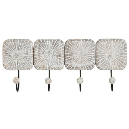 Perchero de Pared Home ESPRIT Blanco Negro Hierro Madera de mango Urba