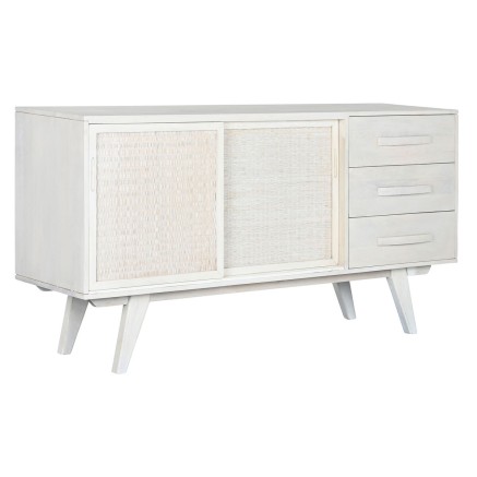 Aparador Home ESPRIT Blanco Ratán Madera de mango 155 x 40 x 80 cm 2