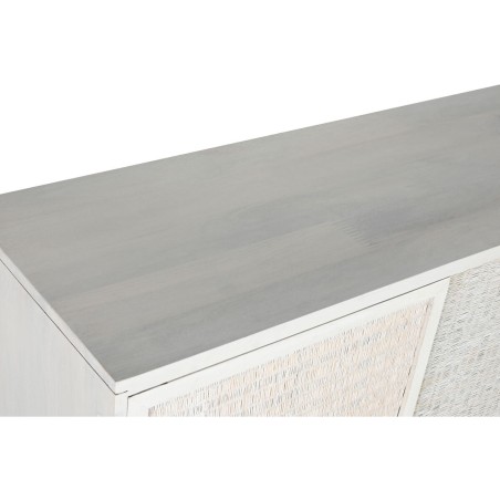 Aparador Home ESPRIT Blanco Ratán Madera de mango 155 x 40 x 80 cm