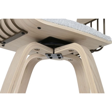Silla de Comedor Home ESPRIT Gris Poliéster Madera 51 x 55 x 91 cm 2