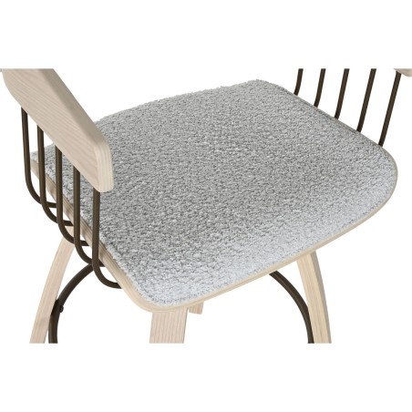 Chaise de Salle à Manger Home ESPRIT Gris Polyester Bois 51 x 55 x 91