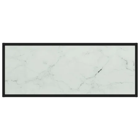 Meuble TV noir avec verre marbre blanc 100x40x40 cm