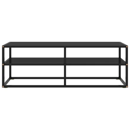 Meuble TV noir avec verre noir 120x40x40 cm 2
