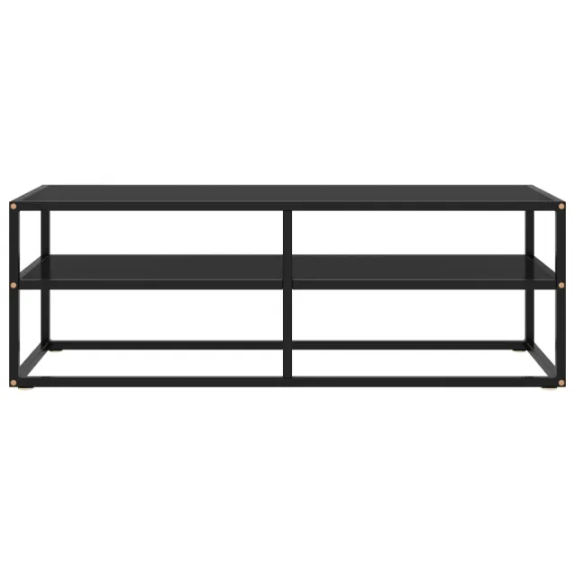 Meuble TV noir avec verre noir 120x40x40 cm