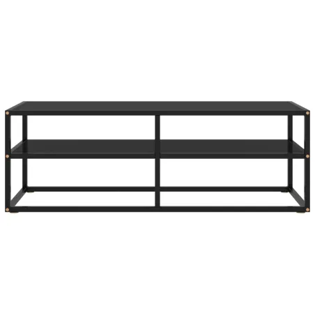 Meuble TV noir avec verre noir 120x40x40 cm