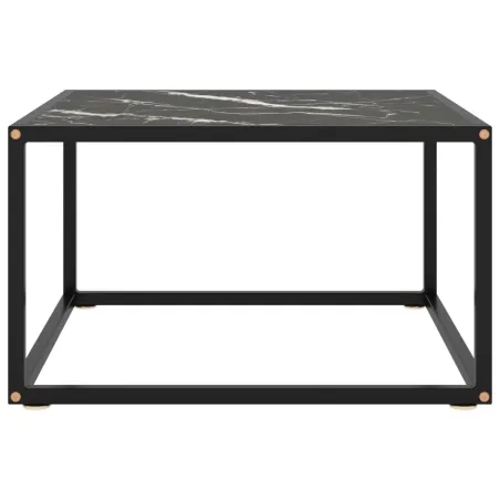 Table basse Noir avec verre marbre noir 60x60x35 cm