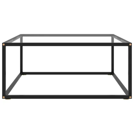Table basse Noir avec verre trempé 80x80x35 cm 2