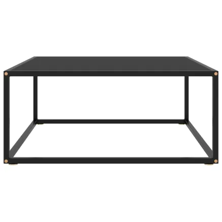 Table basse Noir avec verre noir 80x80x35 cm 2
