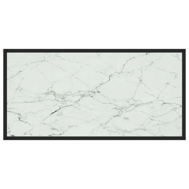 Table basse Noir avec verre marbre blanc 100x50x35 cm