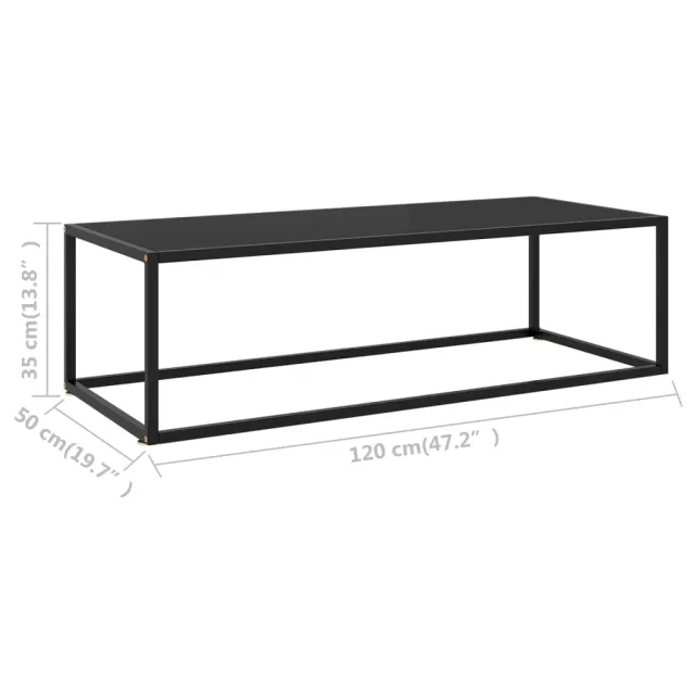 Table basse Noir avec verre noir 120x60x35 cm