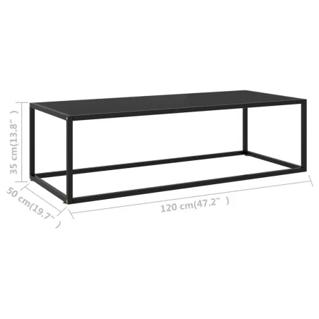 Table basse Noir avec verre noir 120x60x35 cm