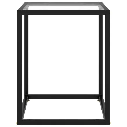 Table basse Noir avec verre trempé 40x40x50 cm 2
