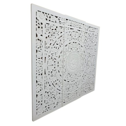 Testiera del Letto Home ESPRIT Bianco Naturale Legno MDF 180 x 3,5 x 1