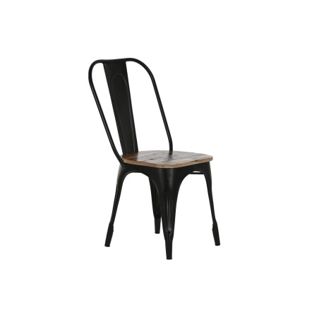 Silla de Comedor Home ESPRIT Negro Marrón oscuro Madera Metal 48 x 55