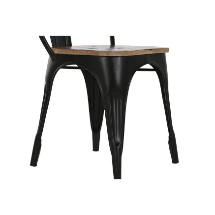 Sedia da Sala da Pranzo Home ESPRIT Nero Marrone scuro Legno Metallo 4 2