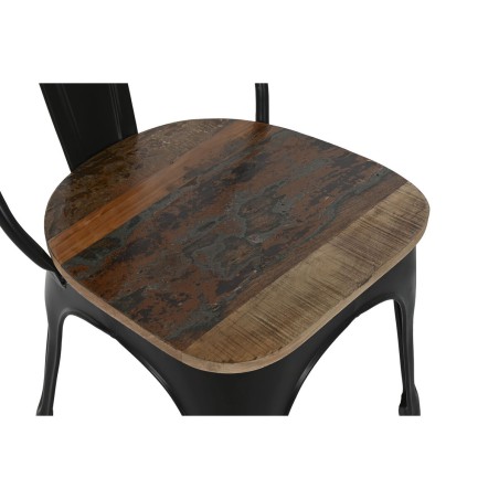 Chaise de Salle à Manger Home ESPRIT Noir Brun foncé Bois Métal 48