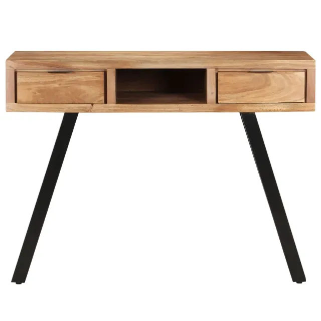 Bureau 107x45x79 cm Bois d'acacia solide avec bord naturel