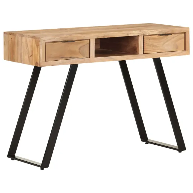 Bureau 107x45x79 cm Bois d'acacia solide avec bord naturel
