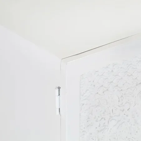 Meuble TV Blanc 115x30x46 cm Bois massif de manguier