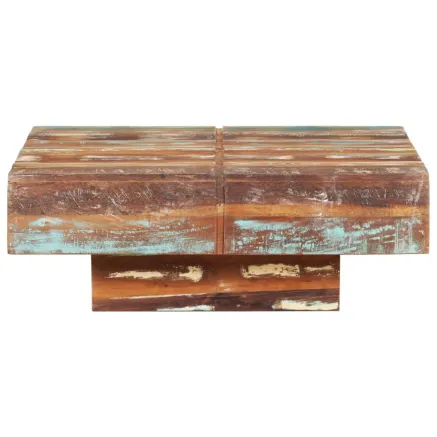 Table basse 80x80x28 cm Bois de récupération massif 2